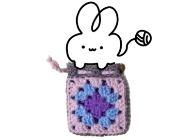 うさぎが編み物を持つ