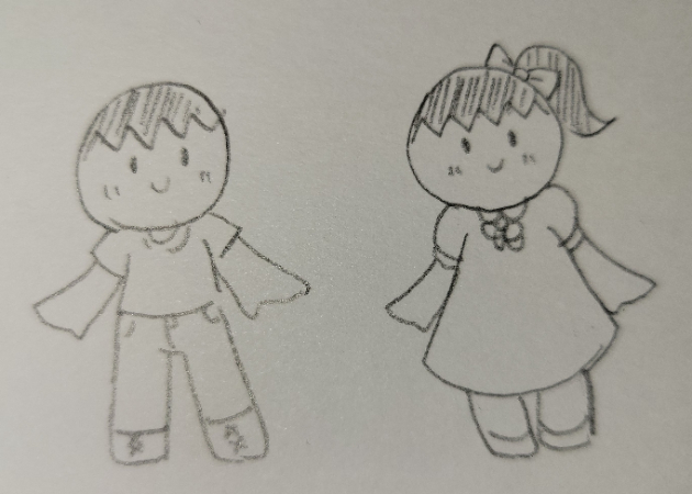 人物の体部分を描きます。これで、完成です。