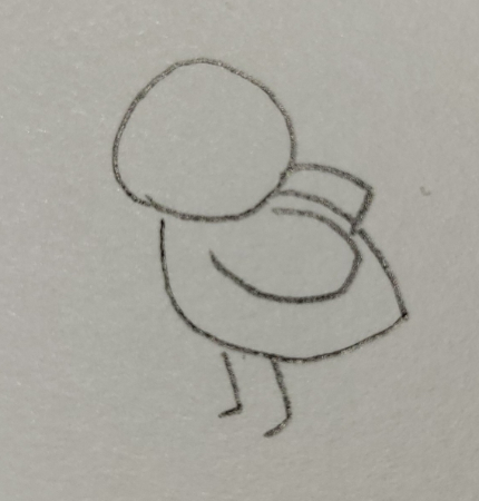 胴体につなげるようにして鳥の足を描いていきます。