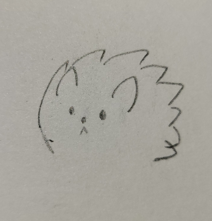 ハリネズミの顔部分を描いていきます。