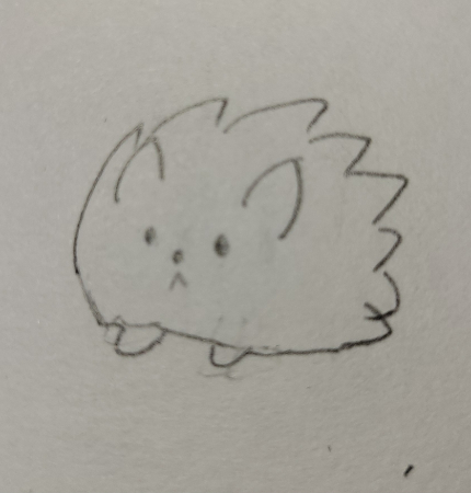 ハリネズミの体の下部分と足を描きます。