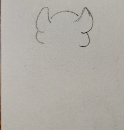先ほど描いた耳とつなげるようにチンチラの輪郭を描きます。