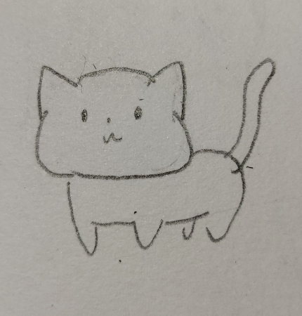 最後に、猫の体部分を描きます。
