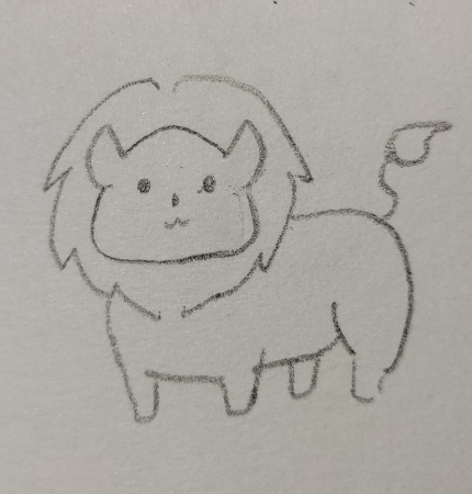 最後に、ライオンの全身のイラスト体部分を描いていきます。